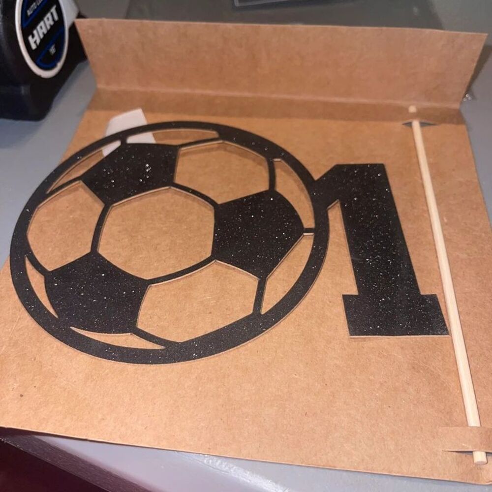 Soccer Ball 1st Birthday Cake Topper Black Glitter Number 1 Sports Party Supplie
